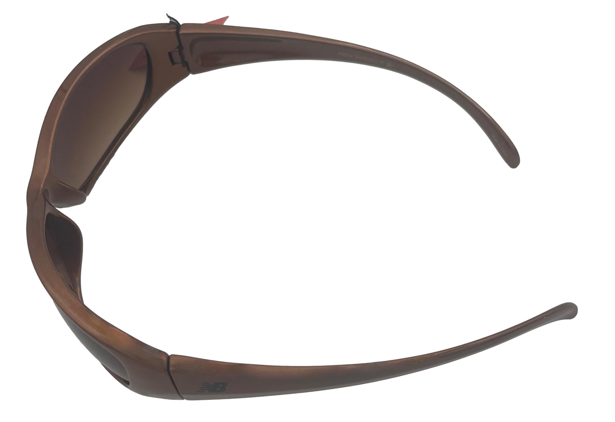 New Balance Men's Rectangle Pearl Brown Wrap Gradient Lens Sunglasses