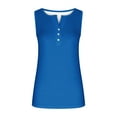 thumbnail image 6 of VEKDONE Button V-Neck Tank Tops for Women Summer Sleeveless Workout Tanks Solid Color Slim Fit Tunics Tops Casual Lightweight Basic Tees Shirts Vests Blue XX-Large, 6 of 7