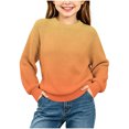 thumbnail image 7 of Gradient Knit Sweater for Girls Boys Crew Neck Long Sleeve Fall Winter Casual Pullover,5-16Years, 7 of 7