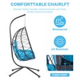 thumbnail image 6 of Outdoor Swing Egg Chair, Segmart Hanging Chair with Sturdy Stand and Fluffy Cushion, All-Weather Wicker Rattan Lounge Chair for Bedroom, Patio, Garden, Max Weight 350lbs, 6 of 9