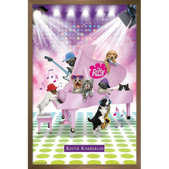 Keith Kimberlin - Puppies and Kittens Band Wall Poster, 14.725" x 22.375", Framed