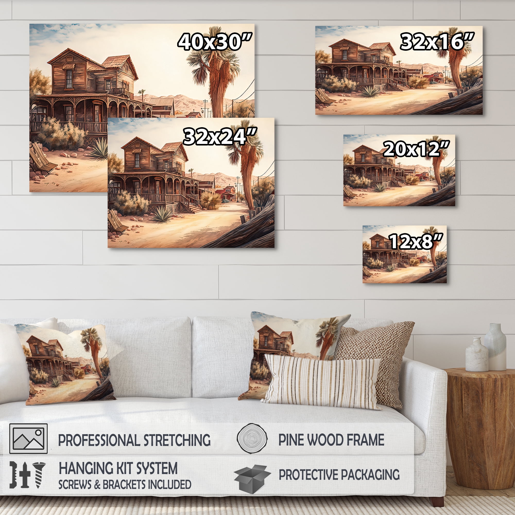 Designart Arizona Large Wild West Town Canvas Wall Art