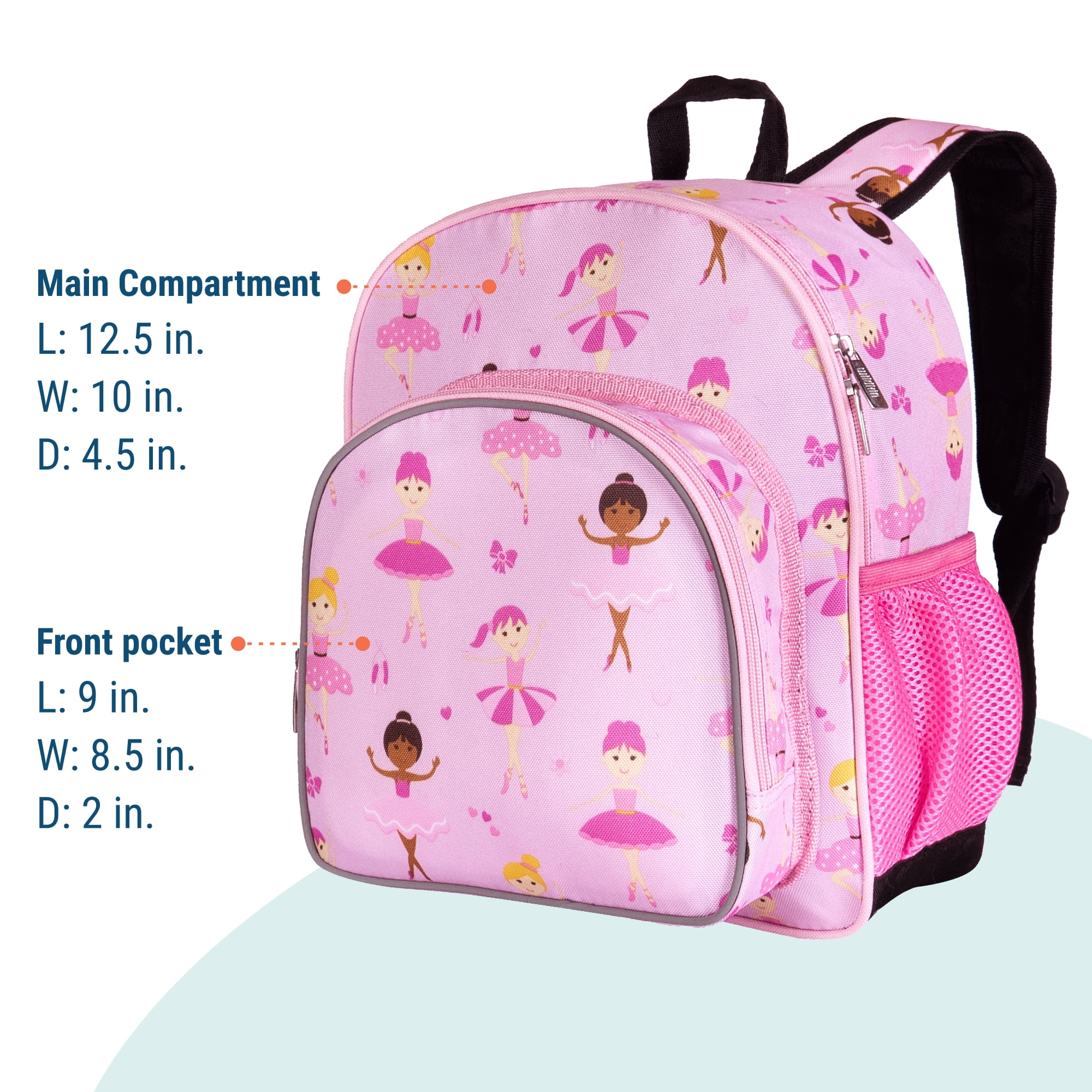 Wildkin Kids 12 Inch Backpack for Toddler Boys and Girls, Insulated Front Pocket (Ballerina Pink)