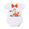 thumbnail image 6 of IBTOM CASTLE Baby Boy 1st Birthday Outfit Jungle Woodland Animal Romper + Bloomers + Suspenders 3PCS Clothes Set Photography 6-12 Months Fox, 6 of 8