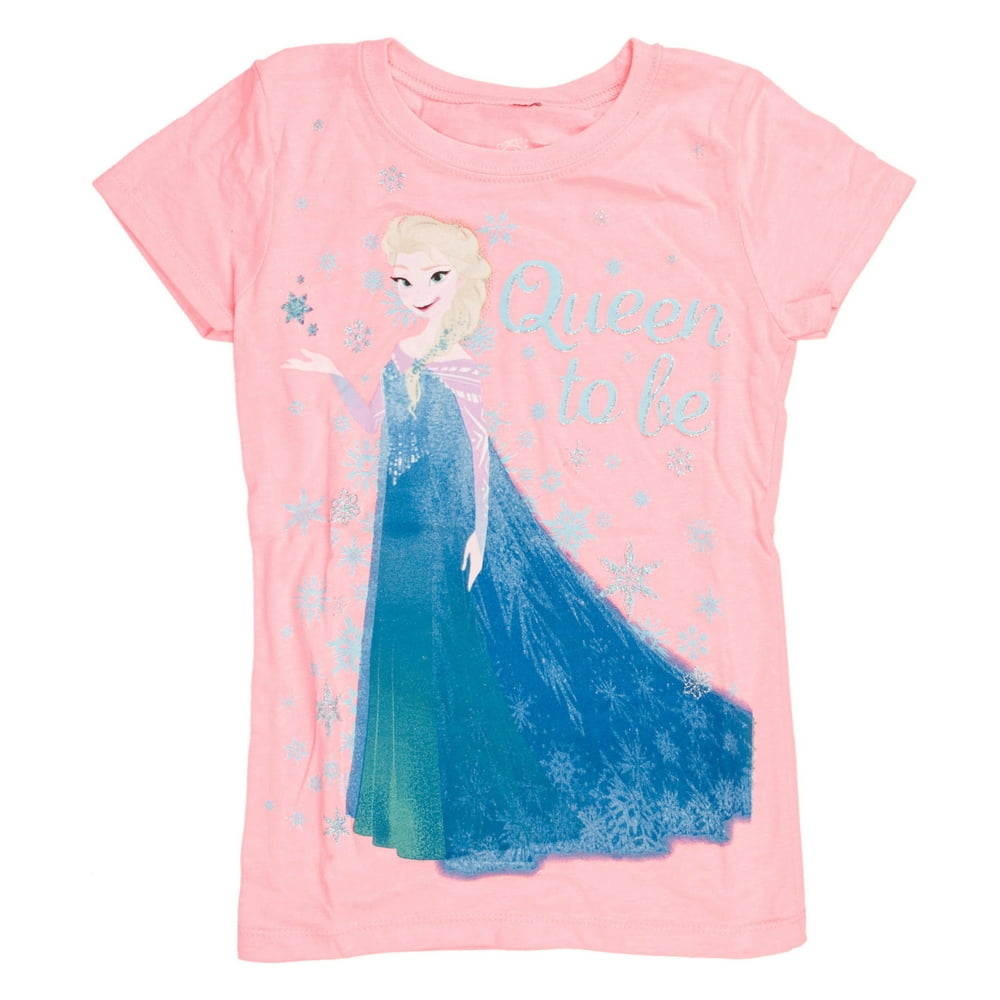 Mighty Fine - Disney Frozen Elsa Queen To Be Girls Pink T-Shirt | L ...