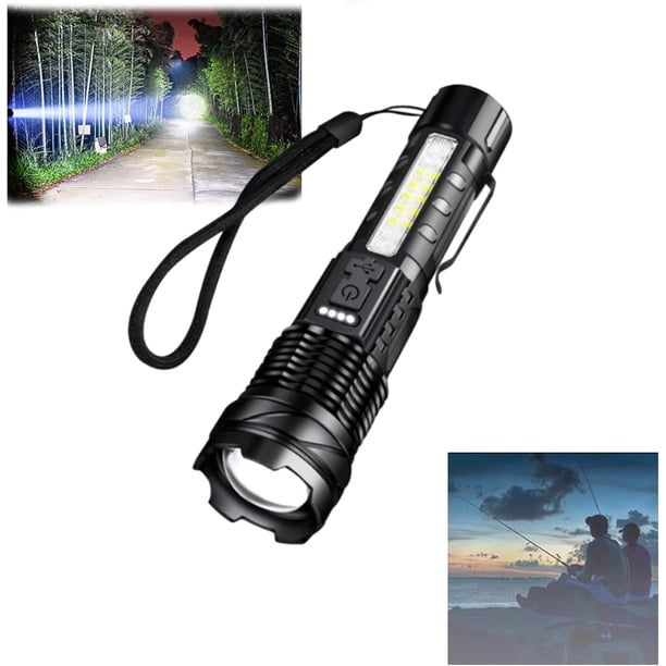 Linterna de observación, linterna económica, linternas LED recargables de lúmenes altos, linterna de 7 modos a prueba de agua, para emergencias en el hogar, camping