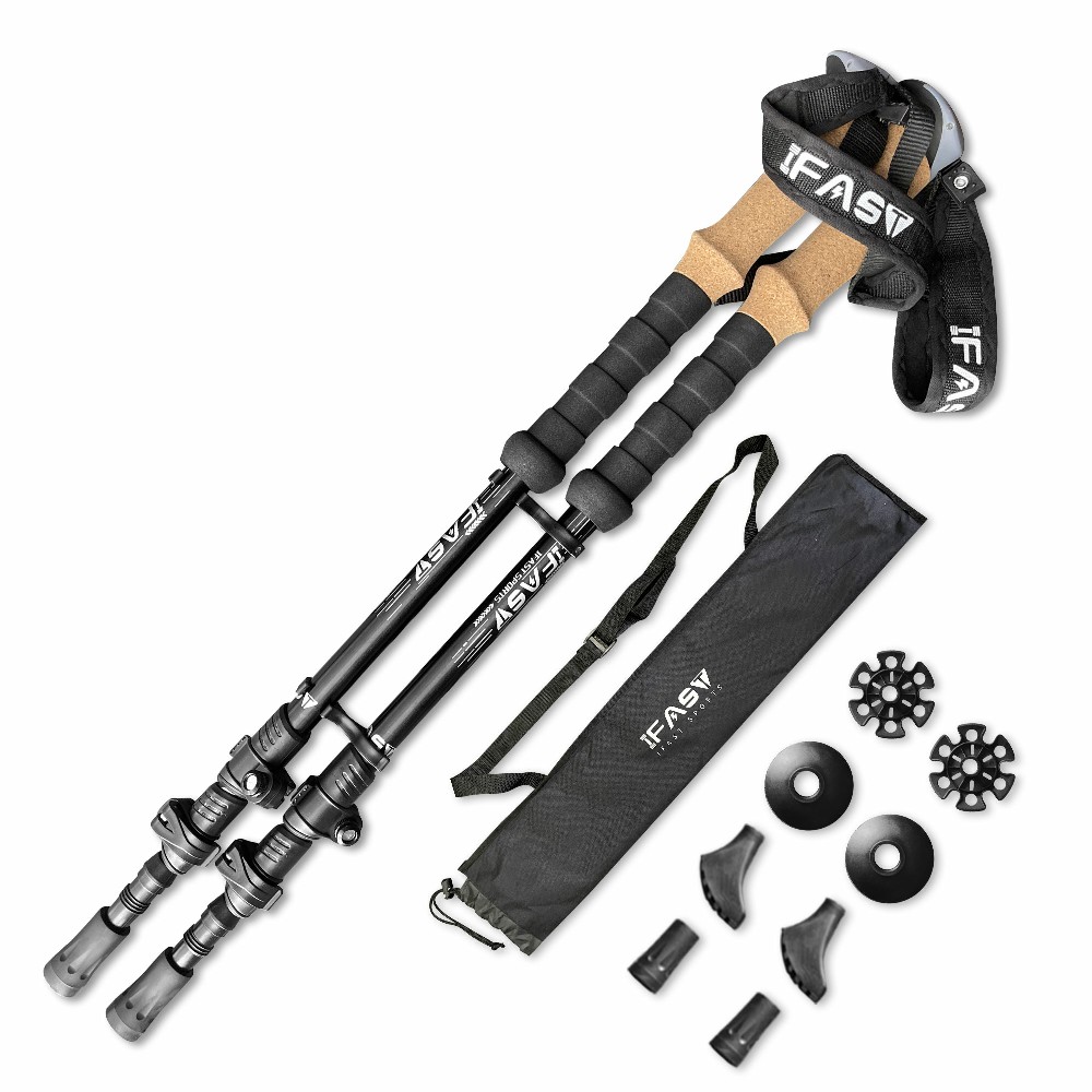 HomeDirect Black Trekking Poles, Pack of 2 Carbon Fiber Hiking Poles