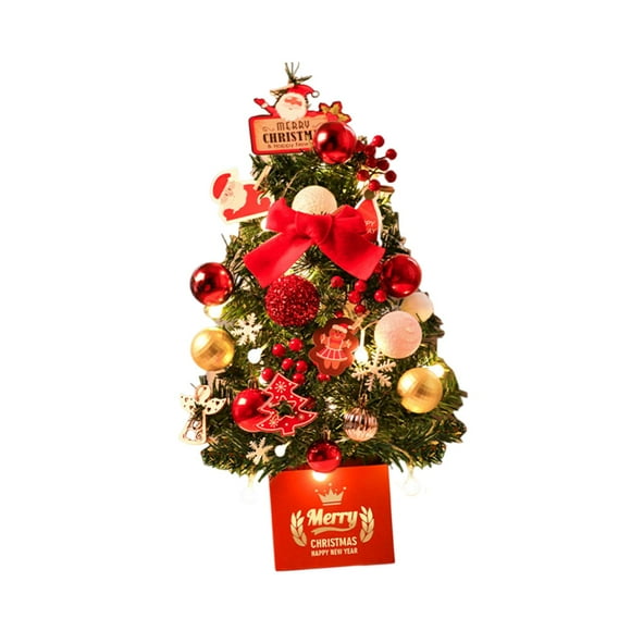 Mini árbol de Navidad para la mesa, regalo de fiesta con luces LED, idea de manualidad, decoración navideña para chimenea o estantería