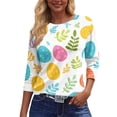 thumbnail image 5 of Womens Easter Shirts Colored Eggs Print Crew Neck Tops 3/4 Sleeve Loose Fit Casual T Shirt Cute Holiday Outfits Tee, #01 Multicolor, XXL, 5 of 7