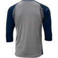 thumbnail image 3 of Extra Innings 3/4 Sleeve Baseball Shirt, Adult Medium, Grey with Navy Sleeves, 3 of 3