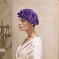 thumbnail image 4 of Unique Bargains Women Durable  Shower Cap for Hotel Travel 2pcs Purple, 4 of 5