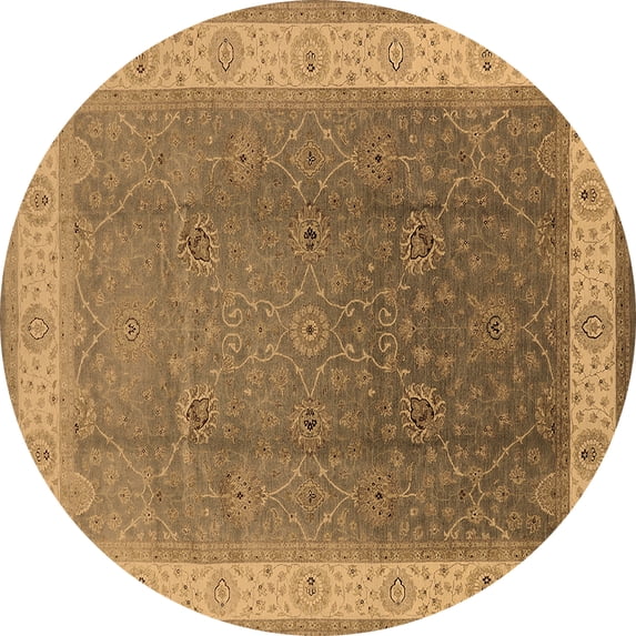 Ahgly Company Indoor Round Oriental Brown Traditional Area Rugs, 6' Round