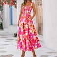 thumbnail image 3 of SAATLERI Dresses for Women Comfortable Spring Maxi Dress Sleeveless Floral Print Pleated Ruffle Loose Long Summer Dresses, 3 of 4