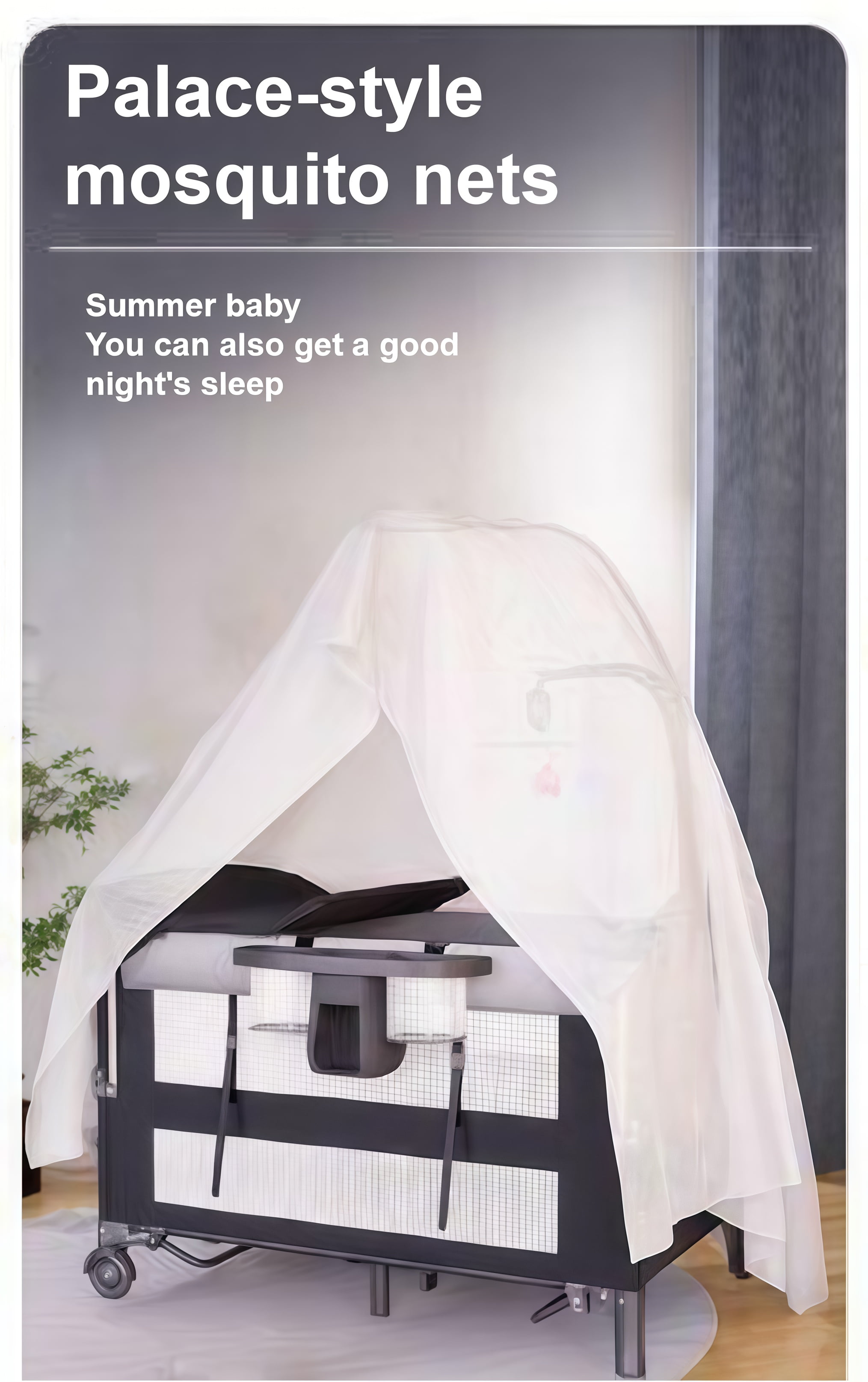 Baby Playard Portable Infant Playard & Bed-Sharing & Baby Crib with Reversible Changing Table for Newborn to Toddlers,Unisex,BLACK