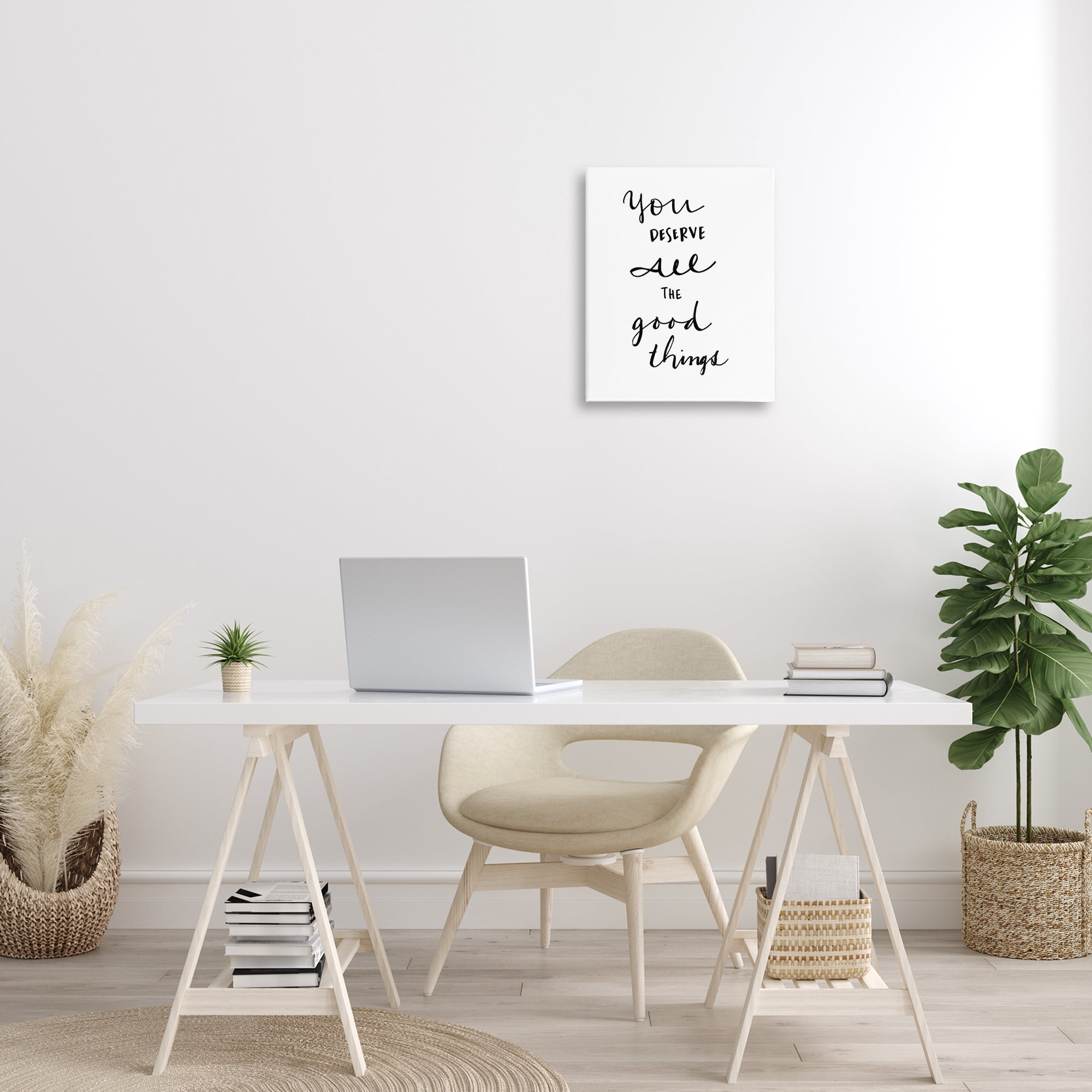 Stupell Industries Deserve Good Things Typography Painting Gallery Wrapped Canvas Art Print Wall Art, 16 x 20