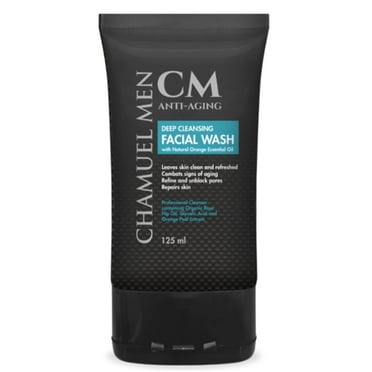 Chamuel Men Anti Aging Facial Cleanser, Deep Cleansing Facial Wash with Natural Orange Essential Oil, 125 ml