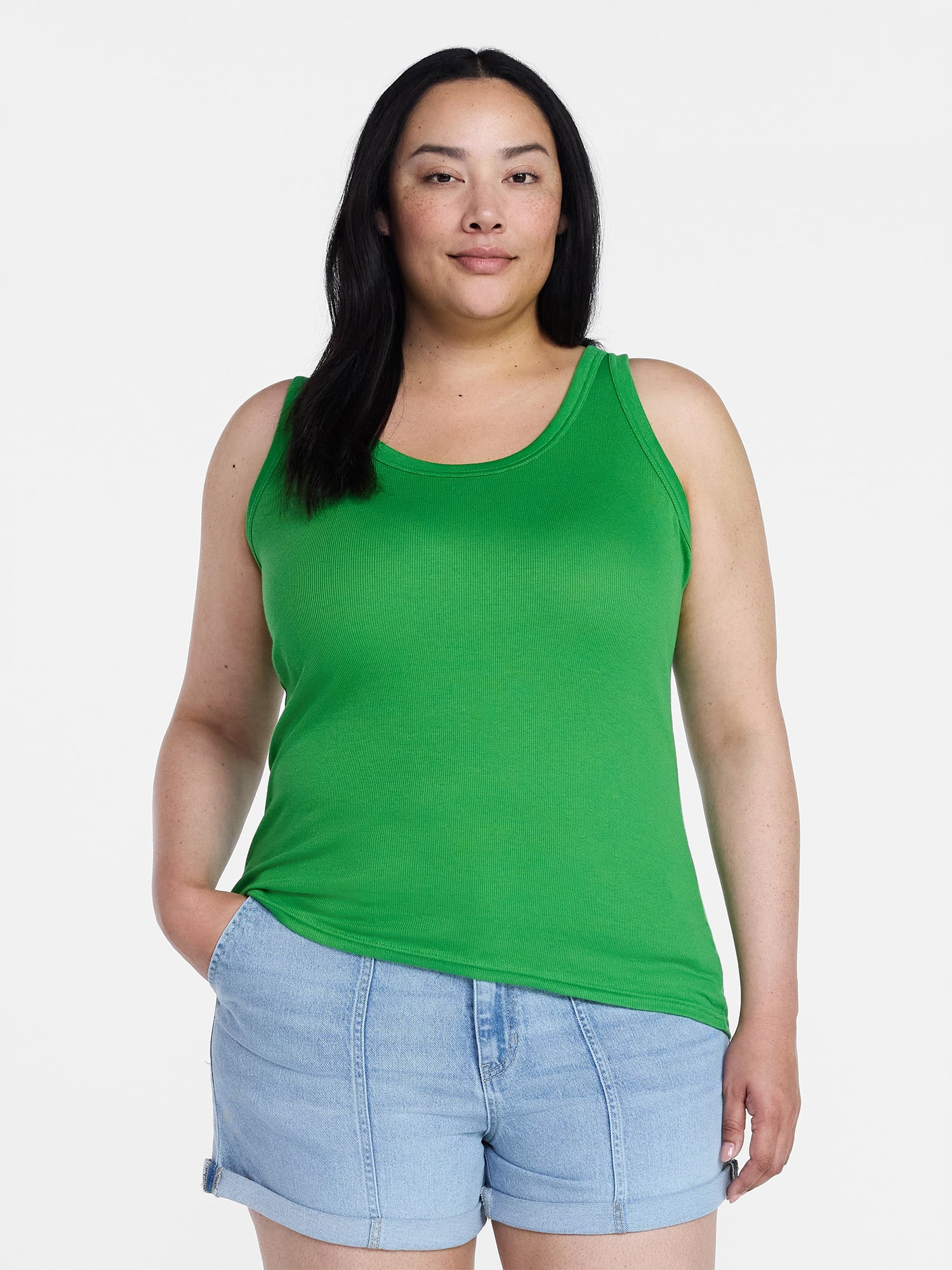 Time and Tru Women's Ribbed Tank Top, Sizes XS-XXXL
