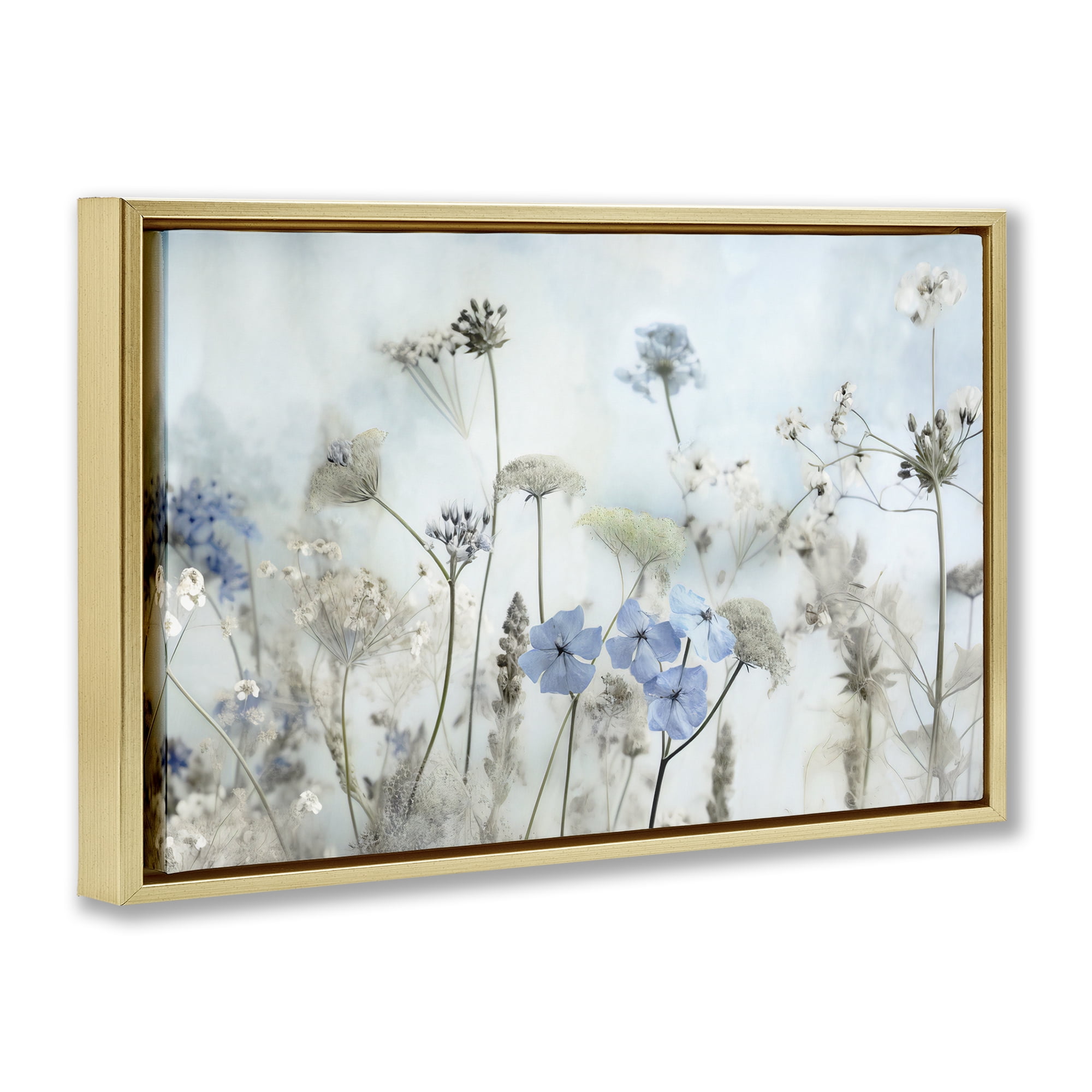 Stupell Industries Blooming Subtle Wildflowers Plants & Flowers Painting Gold Floater Framed Canvas Art Print Wall Art, 31 x 21
