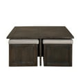 thumbnail image 2 of BenJara Coffee 40 Inch Cocktail Table with 4 Nesting Ottomans, Espresso Brown, Gray, 2 of 5