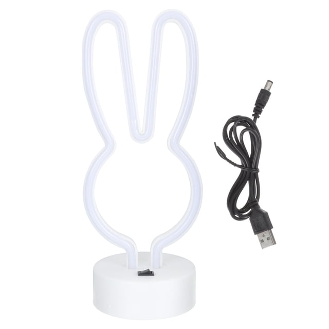 FRCOLOR Neon Light Easter Bunny Neon Light Creative LED Table Light Unique Party Night Lamp,11.02"X4.53"X3.94"