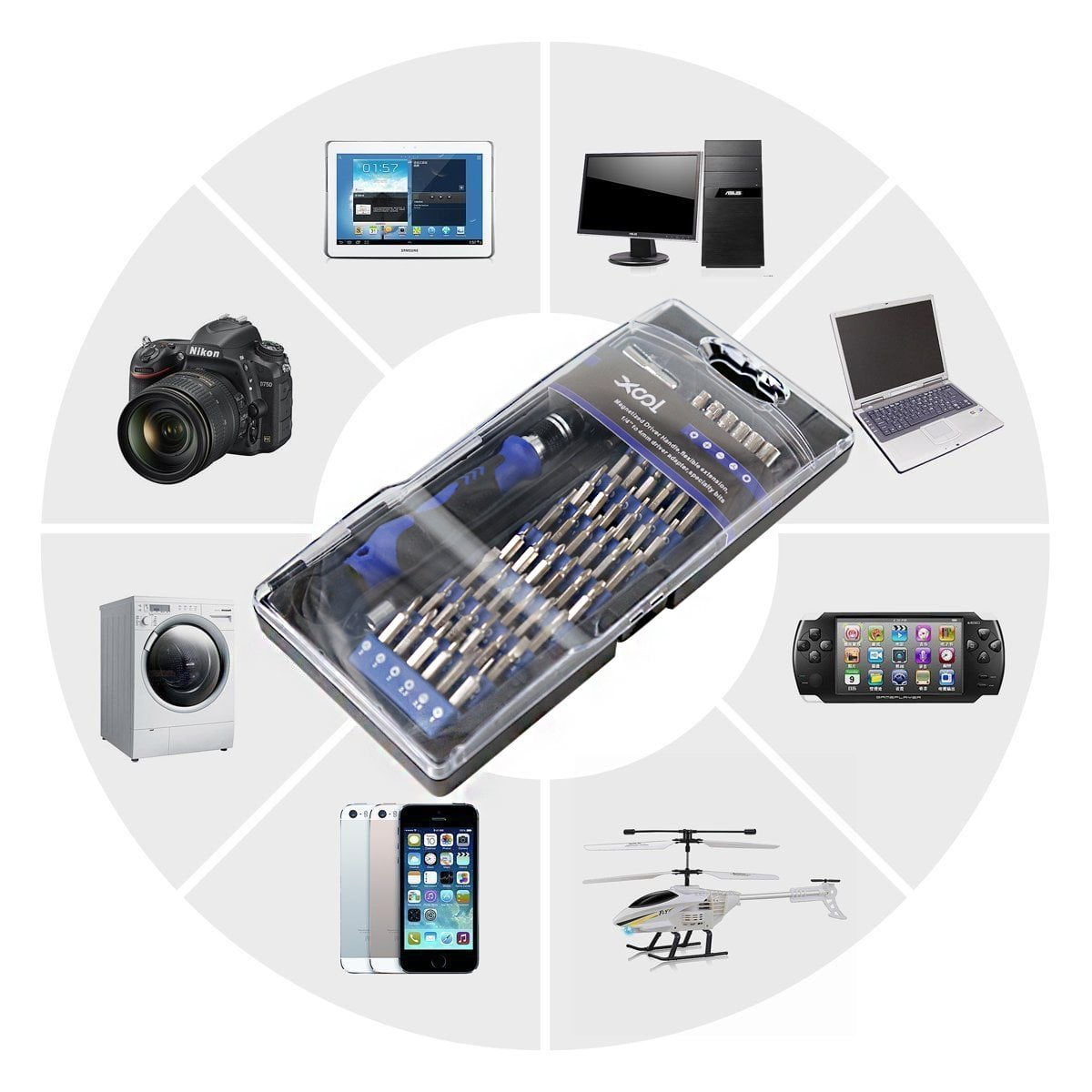 80 in 1 Pro Repair Toolkit Electronics Smartphone Tablet Computer Precision Kit.