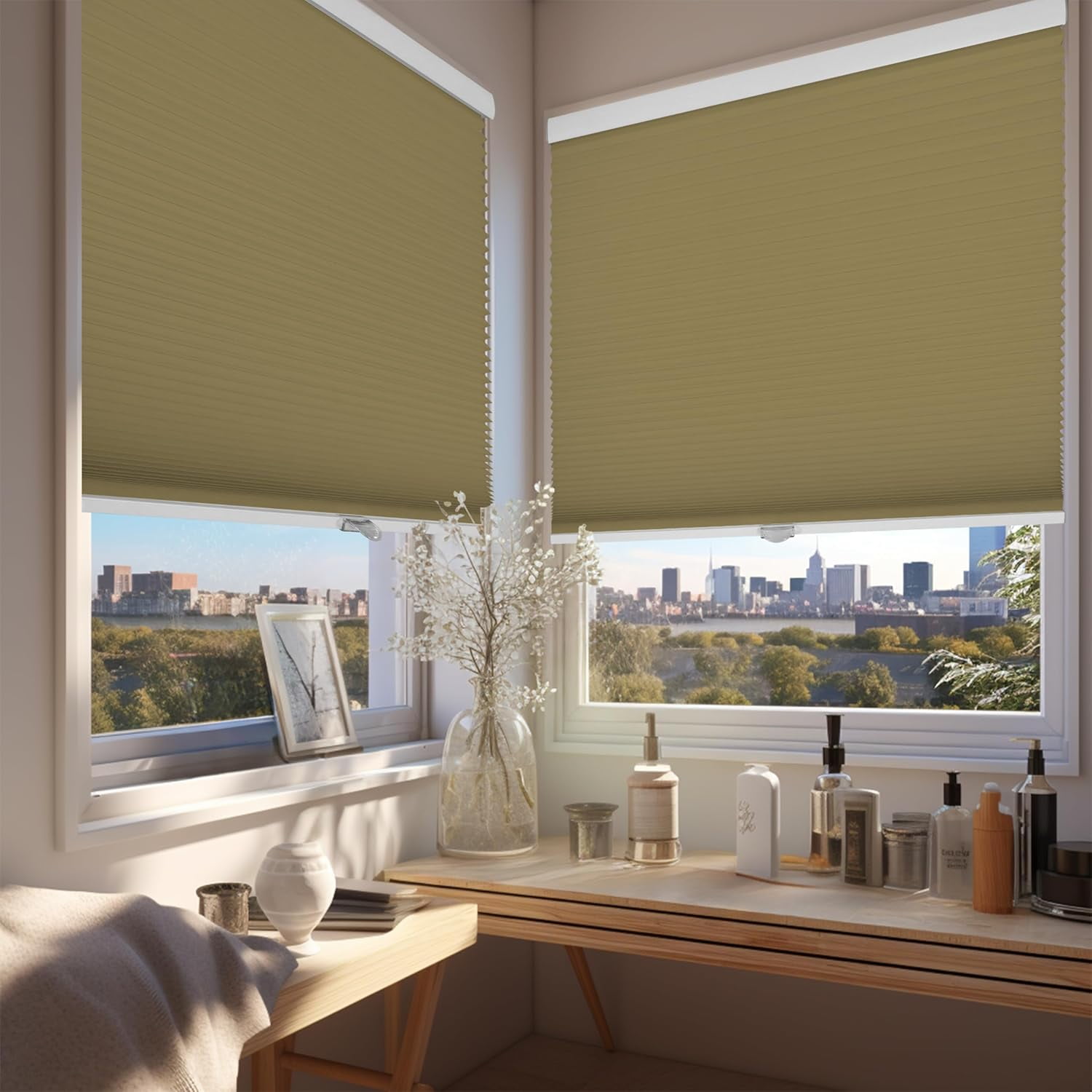 Chicology Khaki Cordless Blackout Cellular Shades 66.5 in. W x 72 in. L