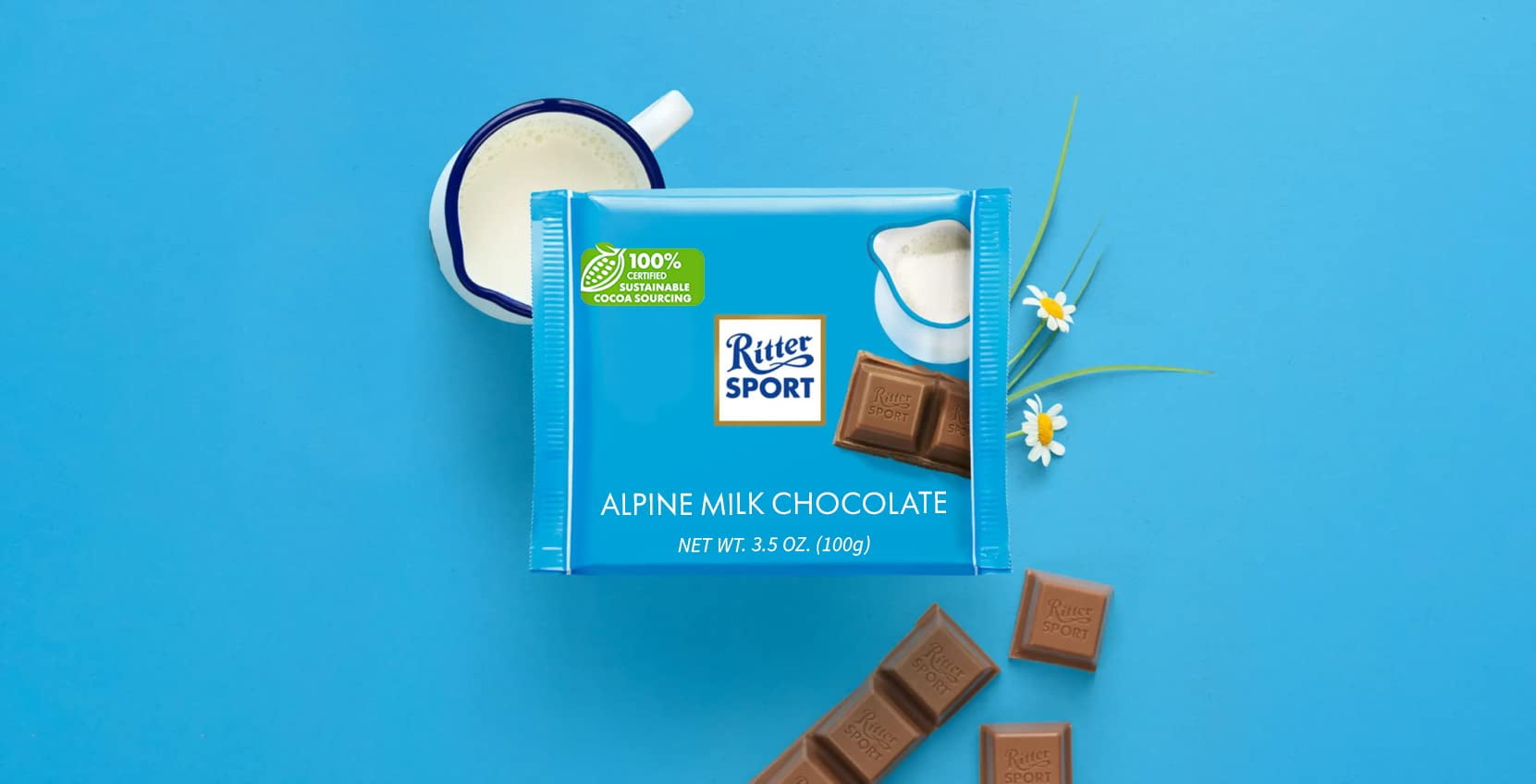 Ritter Sport, Alpine Milk Chocolate, 3.5-Ounce Bars (Pack of 12)