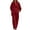 Red, variant on Daznico Women's Solid Casual Two Piece Matching Outfit Stand Collar Batwing Sleeve Shirt Wide Leg Trousers Pocket Daily Wear Linen Set,XXL
