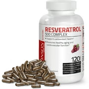 Resveratrol 500 Complex Red Wine Extract Natural Antioxidant Heart & Immune Health, 120 Capsules