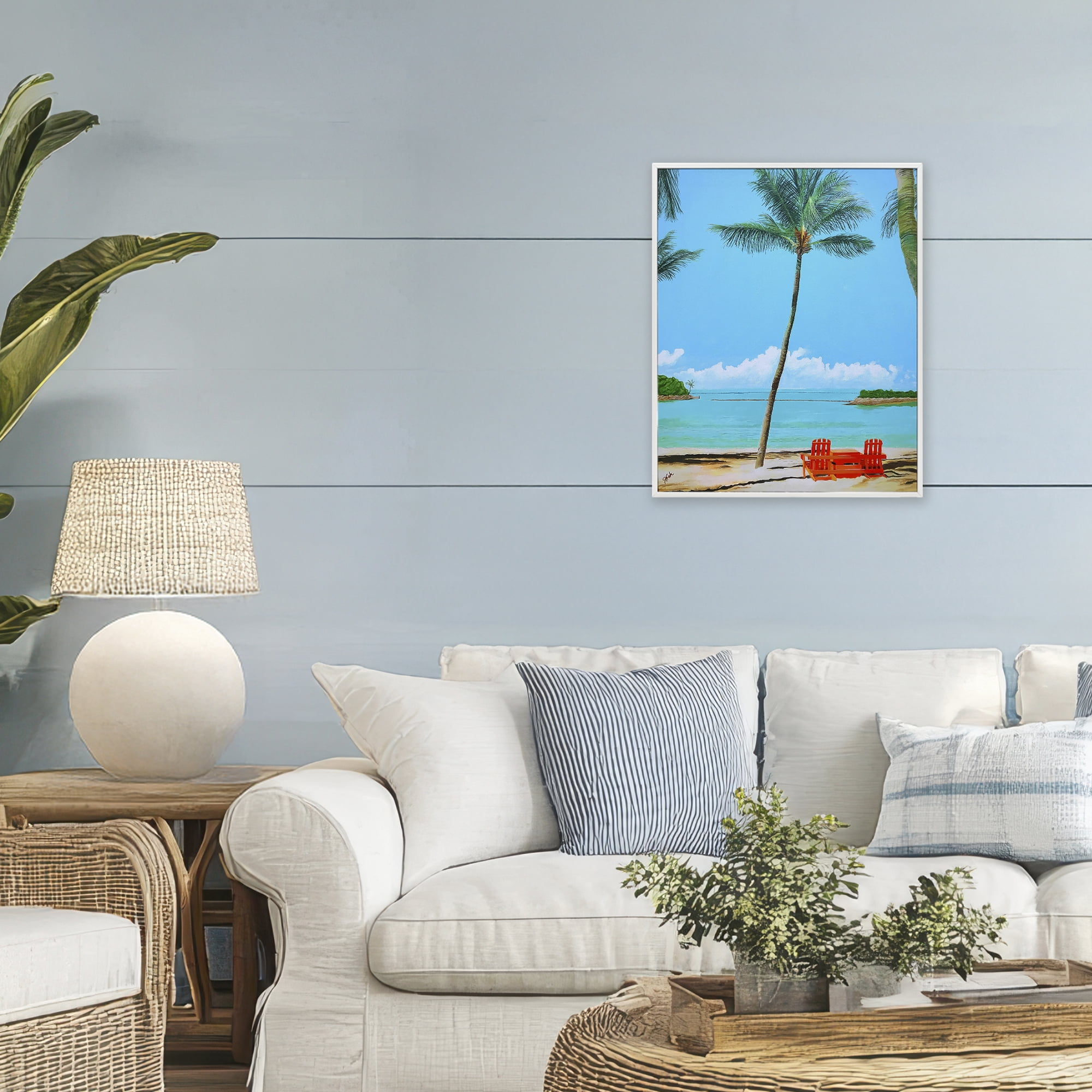 Stupell Industries Dreaming Of Palm Trees White Framed Giclee Art, design by John Jaster