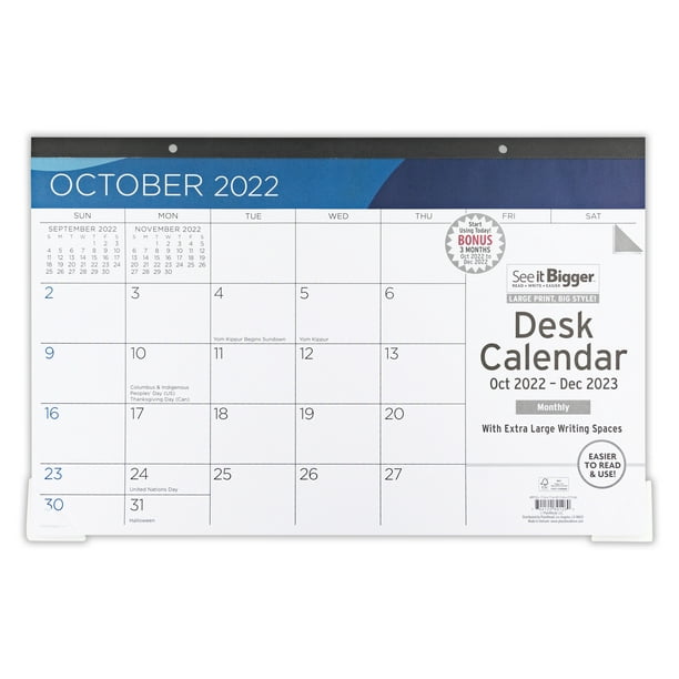 See It Bigger Monthly Desk Pad Calendar, Oct 2022 Dec 2023 (11" x 17