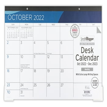 See It Bigger Monthly Desk Pad , Oct 2022 - Dec 2023 (11" x 17") Blue