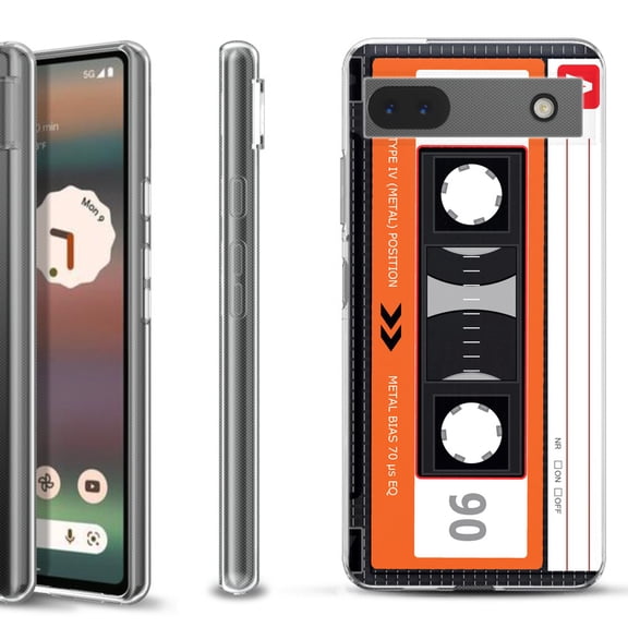 Slim-Fit Gel TPU Phone Case for Google Pixel 6a, by OneToughShield ® - Cassette Orange