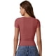 thumbnail image 2 of Camiseta QINSEN Slim Fit de manga corta para mujer Merlot S, 2 of 6