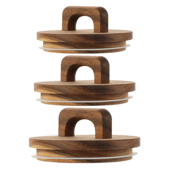 LOLIPPYY 3Pcs Acacia Wood Jar Lids with Silicone Seal Leakproof Airtight Lid for Glass Storage