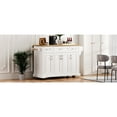thumbnail image 2 of 54inch Kitchen Island With Drop Leaf, 4 Doors, 3 Drawers, Texture, Rolling Storage Cart, White Finish For Dining Room Cart, 2 of 6