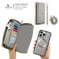 thumbnail image 2 of Allytech Wallet Case for iPhone 15 Pro Max with Card Slots & Zipper Pocket, [RFID Blocking] [Wireless Charging] [Hand Strap & Shoulder Strap & Mirror] PU Leather Protective Magnetic Case, Grey, 2 of 13