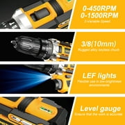 UNTIMATY 21V Cordless Power Drill Set, Power Drill Driver Kit with Lithium-ion Battery and Charger, 3/8-Inch Keyless Chuck, 2 Variable Speed, 25+3 Position and 33pcs Drill/Driver Bits