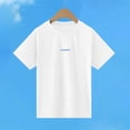 thumbnail image 3 of FRSASU Childrens T-Shirt Summer Round Neck Drop Shoulder Short Sleeve Tee Label Letter Casual Loose Basic Tee White, 3 of 5