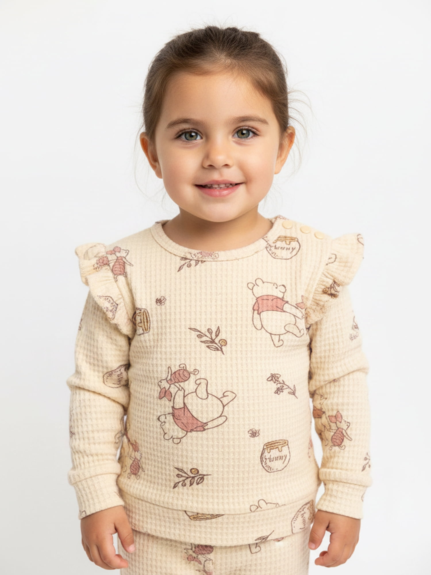 Winnie the Pooh Baby Girls Waffle Knit Top and Pants Set, 2-Piece, Sizes 0M-24M