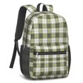 thumbnail image 2 of Green and White Checkered Pattern 17" School Backpacks for Teens,Waterproof Oxford Fabric,S-Shape Padded Straps for School,Travel,Hiking,Camping, 2 of 6