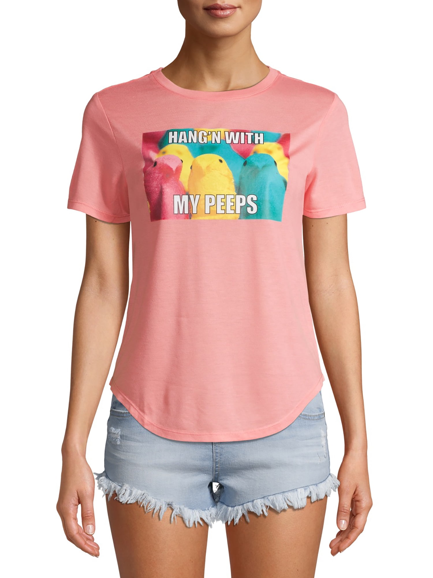 Peeps Juniors' Scoop Neck Graphic Tee 
