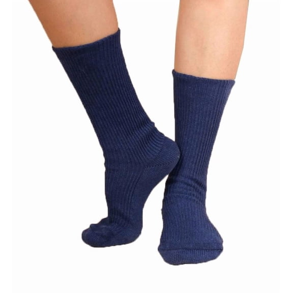 Women's Cottonique M27703 Latex Free Organic Cotton Socks - 2 Pack (Melange Blue S)