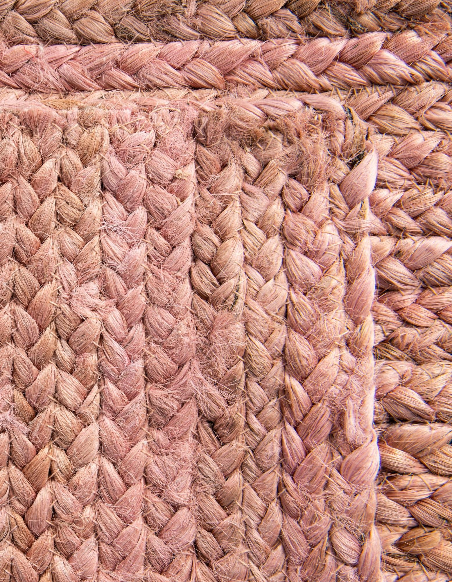 Unique Loom Braided Jute Collection Area Rug - Dhaka (9' x 12' Rectangle Light Pink)