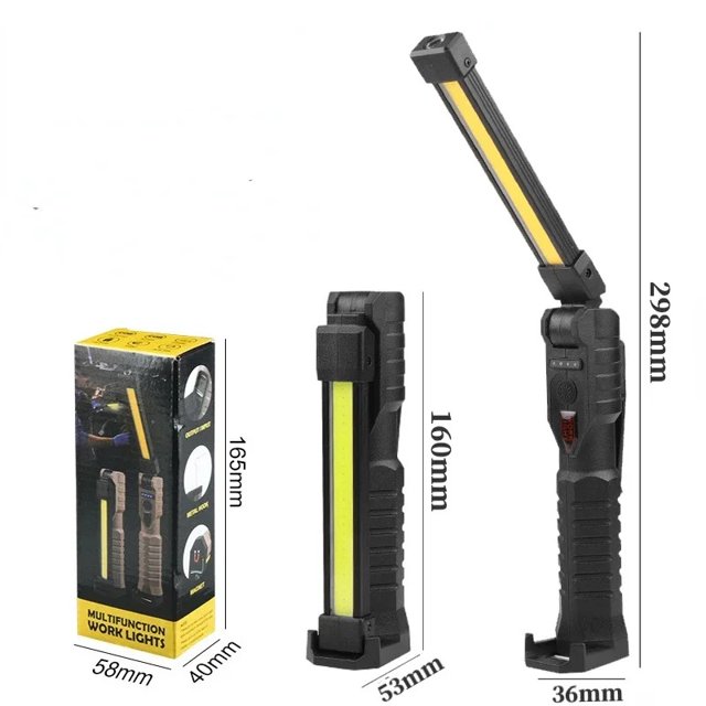 De Xiao Bei strict selection Folding COB Lampe de Travail LED Portable à Main Lampe de Poche à Batterie Intégrée Lampe Torche Lampe d'Urgence pour Inspection Automobile Rouge SOS Strobe