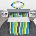 thumbnail image 3 of Designart 'Blue, Yellow, Blue, Green and Black Colored curves' Modern & Contemporary Duvet Cover Set, 3 of 4