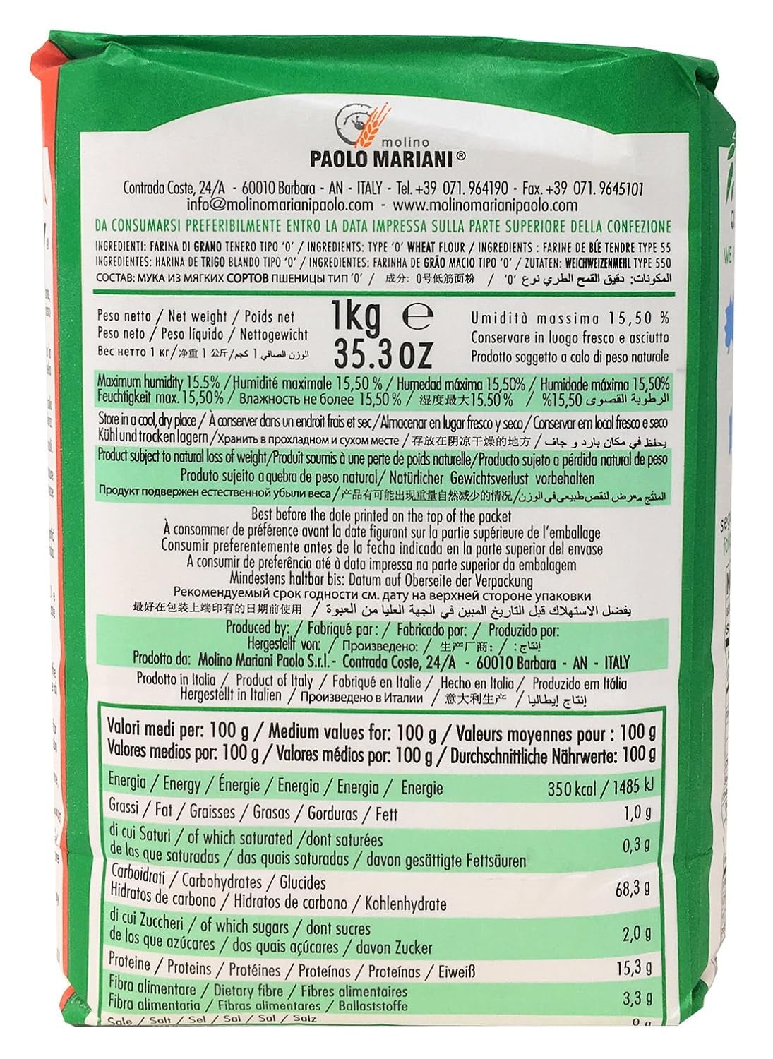 Manitaly Manitoba Type ?0? Flour Made with 100% Italian Wheat 2.2 Lbs (1 kg)