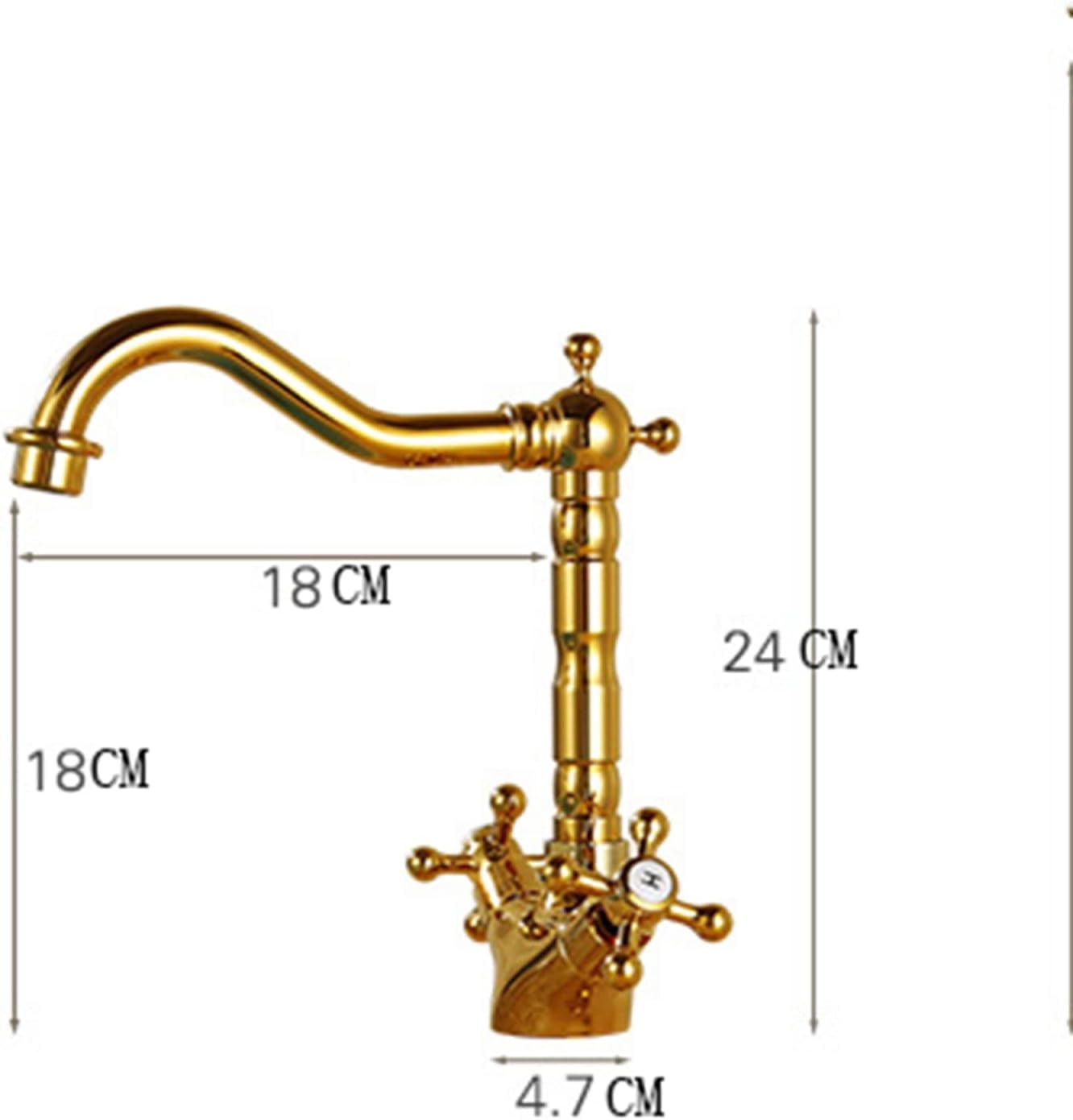 Vintage Sink Faucet Bathroom,360 Degree Swivel Spout Bathroom Sink Faucet, Cold Hot Mixer Vintage Vanity Tap, Double Cross Handle Mixer Bathroom Sink Tap, Gold