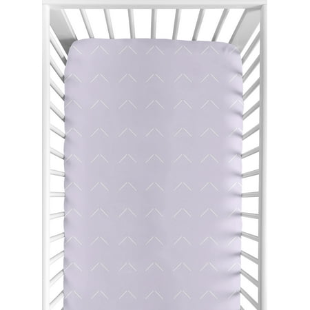 UPC: 0846480096627 | Woodland Boho Arrow Lavender Purple and White Fitted Crib Sheet Girl by Sweet Jojo Designs