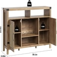 thumbnail image 6 of 52" Rattan Sideboard Buffet Cabinet with Storage and Wine Racks,Wine Cabinate Farmhouse Kitchen Buffet Cabinet with Drawer, Boho Coffee Bar Cabinet with Open Shelves, for Dining Room, 6 of 7